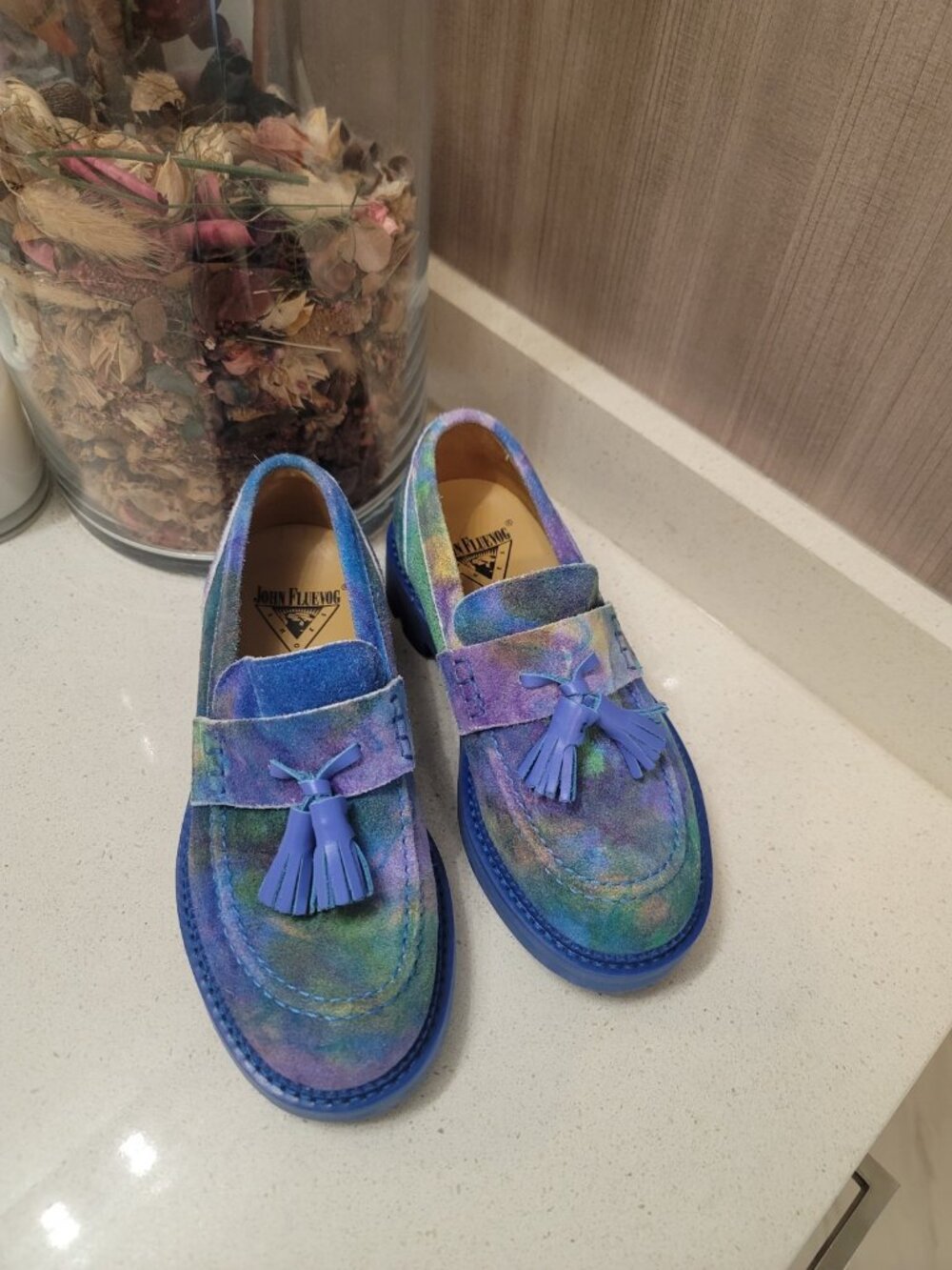 John Fluevog 7th Heaven Lindy Shoes Women Sz 6 Blue/Multicolor - Picture 2 of 9